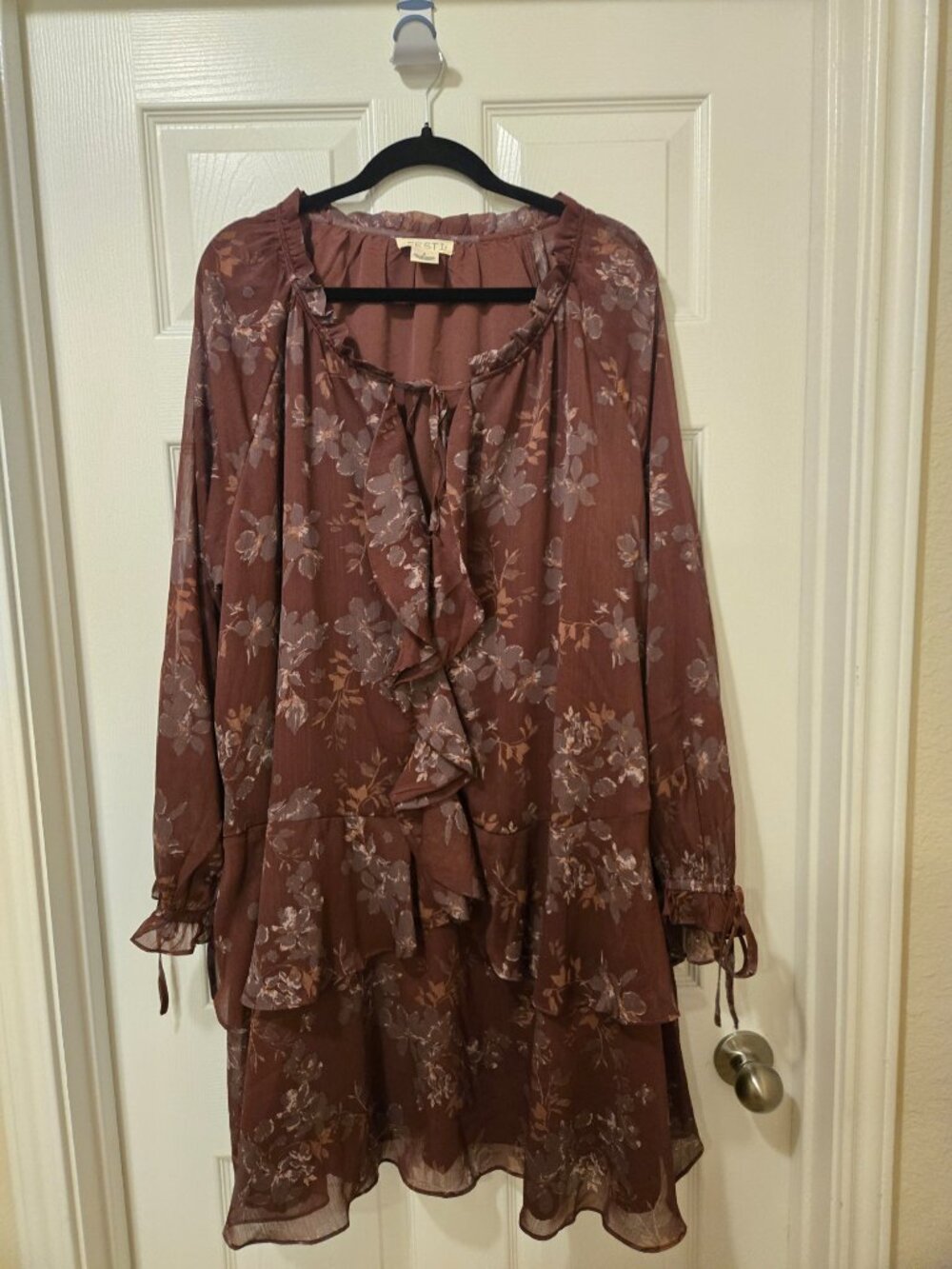torrid Brown Floral Tiered Ruffle Midi Dress - Picture 6 of 12